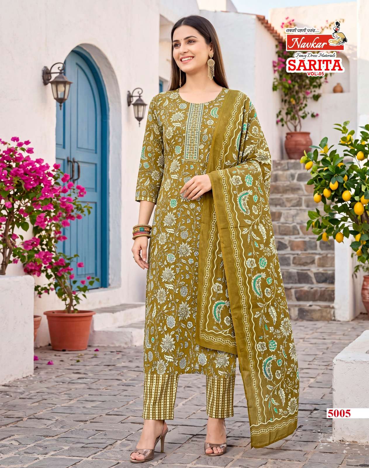 NAVKAR SARITA VOL 5 REDYMADE CATALOGUE MALESIYAN COTTON PRINT SALWAR SUIT EFFORTLESS ALL DAY